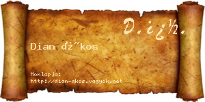 Dian Ákos névjegykártya